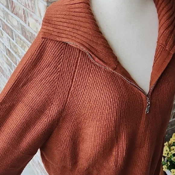 NWT Warm Orange High-Neck Sweater, Size XL - Picture 7 of 11
